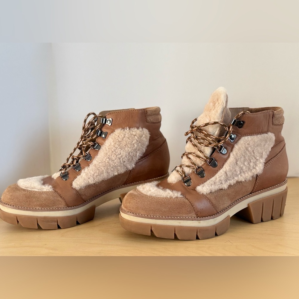 Bernardo Tan Shearling Winter Boots